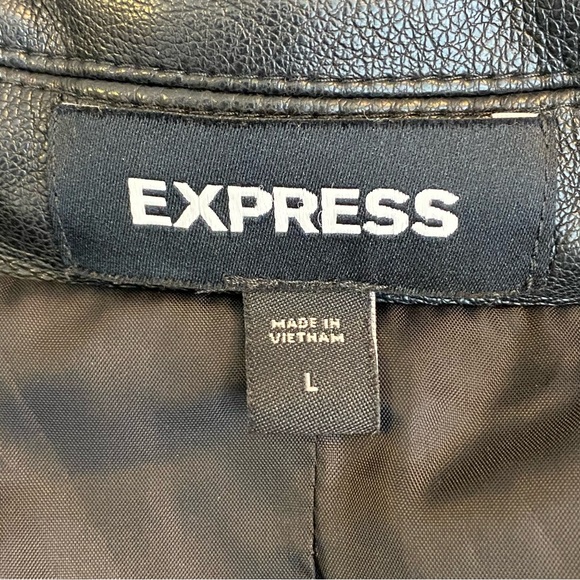 Express Black Faux Leather Single Button Blazer - Picture 7 of 8